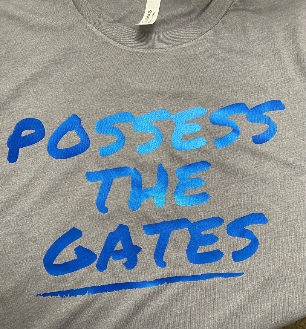 Possess The Gates Short Sleeve Tee Light Grey/Blue